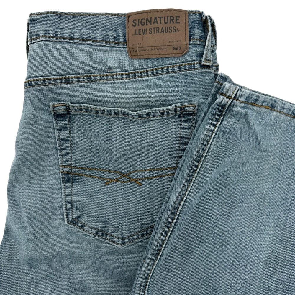 Signature by Levi Strauss Co Mens Jeans‎ 36x32 Light Wash Straight Leg Casual